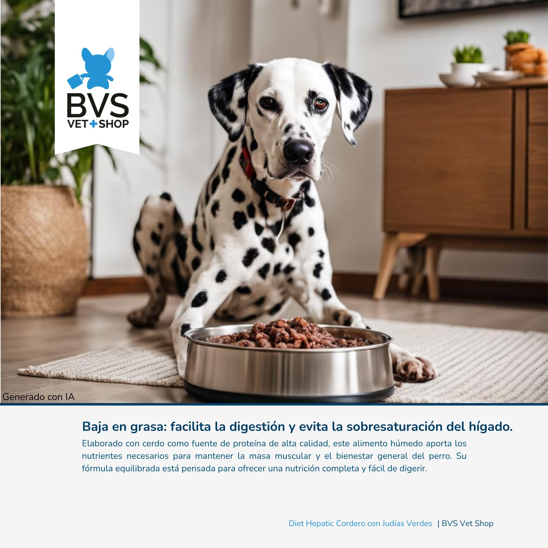 BVS Vet Shop | Diet Hepatic Cordero con Judías Verdes Lata para Perros | Alimento dietético para apoyar la función hepática por insuficiencia hepática crónica | 6 unid. x 400 gr