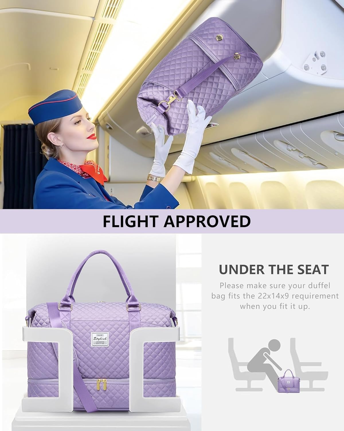 Women Weekender Travel Duffle Bag: Travel Duffel Overnight Bags with Shoe Compartment Large Carry on Tote Bag Toiletry Bag Weekend Yoga Gym Hospital Bags for Labor and Delivery with Wet Pocket Purple - Image 7