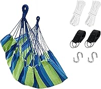 Vista 9 de KPX Silla de columpio colgante para exterior – Cómoda silla de columpio de árbol tamaño grande 110X130cm (sin cojines) - Capacidad de peso 330 Blanco