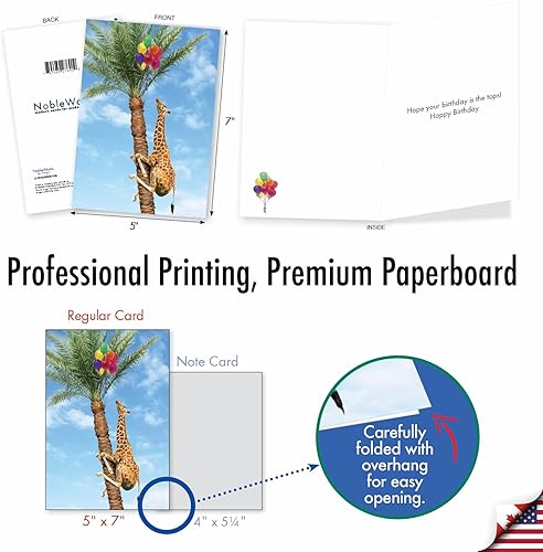 Miniatura 3 de NobleWorks Tarjeta de felicitación de cumpleaños con sobre de 5 x 7 pulgadas (1 tarjeta) BdayTree Animals-Giraffe C10323ABDG