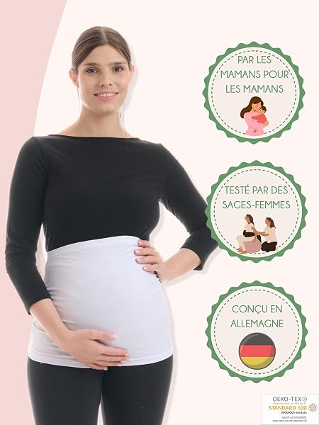 Herzmutter Bandes de Ventre de maternité - Bandeau de Grossesse - Lot de 2 Bandes Abdominales - Ceinture de Grossesse - Bandeau pour Femmes Enceintes - Extension de T-Shirt - 6000 - 2