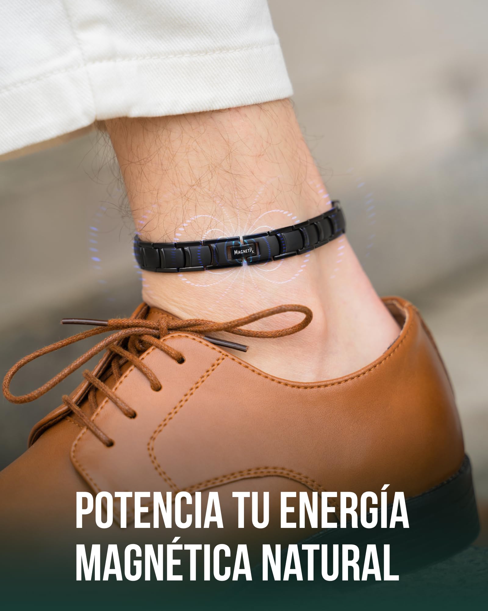 MagnetRX® Tobillera Magnética Terapéutica - Tobillera Hombre con Imanes Magnetoterapia para el Alivio de la Artritis -Tamaño Ajustable con Herramienta Incluida (Negra)