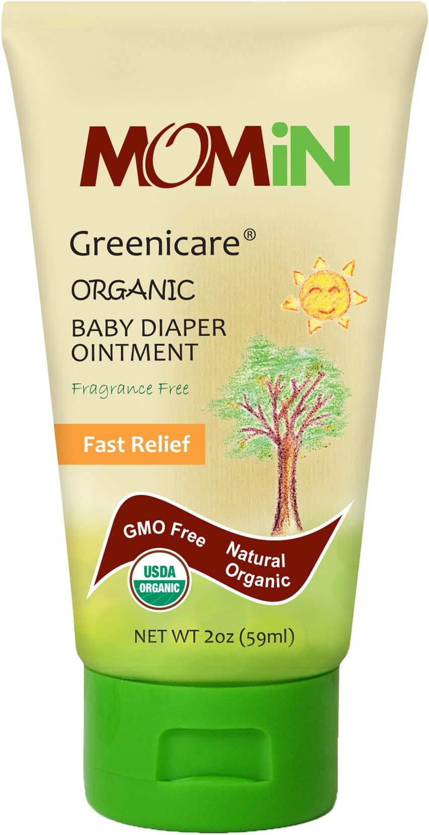 MOMiN USDA Organic Baby Diaper Rash Ointment, All Natural, Fast Relief and Prevention, 2 Fl. Oz