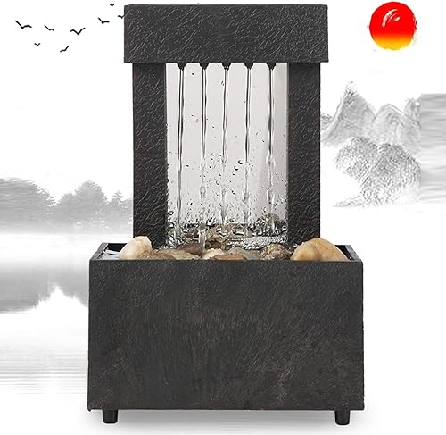 Miniatura 2 de Fuente de mesa con luces LED, fuente de escritorio iluminada en cascada decorativa para interiores con USB o pilas fuentes de agua de relajación con