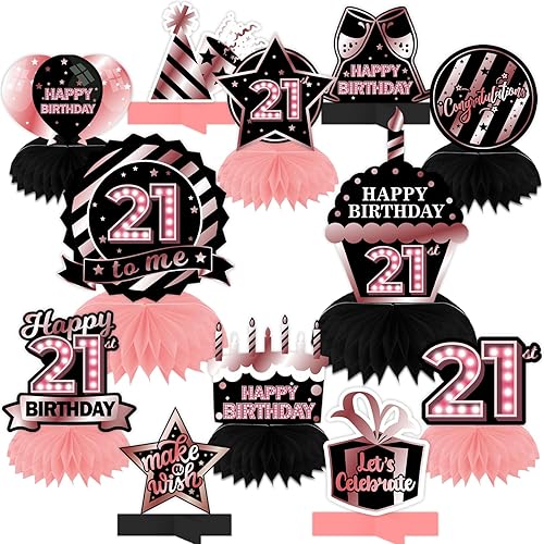 Centros de mesa de nido de abeja de color oro rosa y negro, globos para decoración de mesa con temática de globos para niñas y mujeres, princesas de