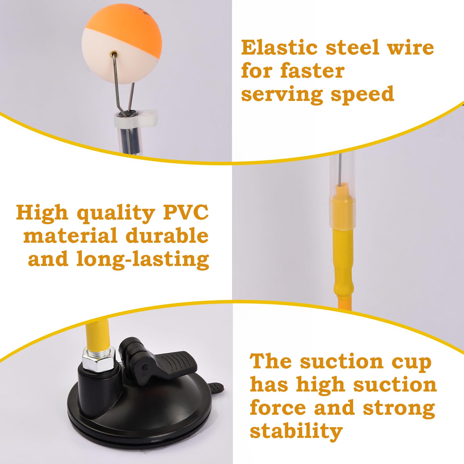 Entrenador de Tenis de Mesa PVC con Ventosa, Sistema de Rebote Ajustable, Robot de Entrenamiento con 2 Pelotas