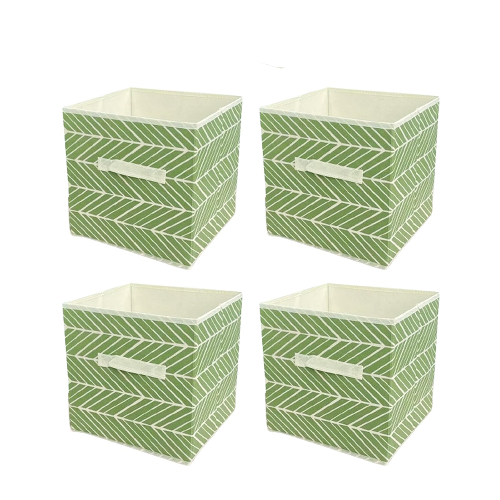 LN COZY CORNER 4PCS Foldable Cube Storage Boxes with Handles, 27x27x28cm Fabric Organiser Baskets for Home, Office, Nursery, and Closet Organisation Green