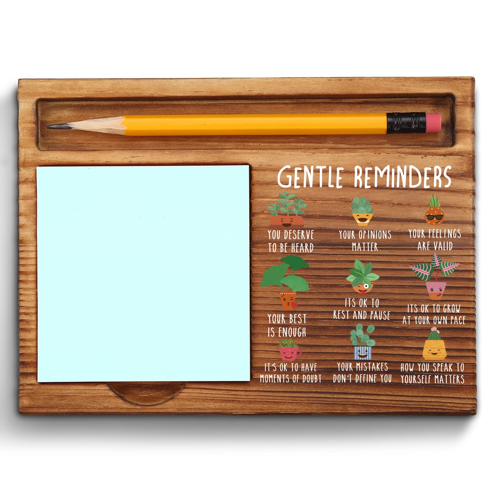 Gentle Reminders Positive Affirmations Sticky Note Holder, Mental Health Gifts for Therapy Office School Counselor, Self Love Compassion Therapist