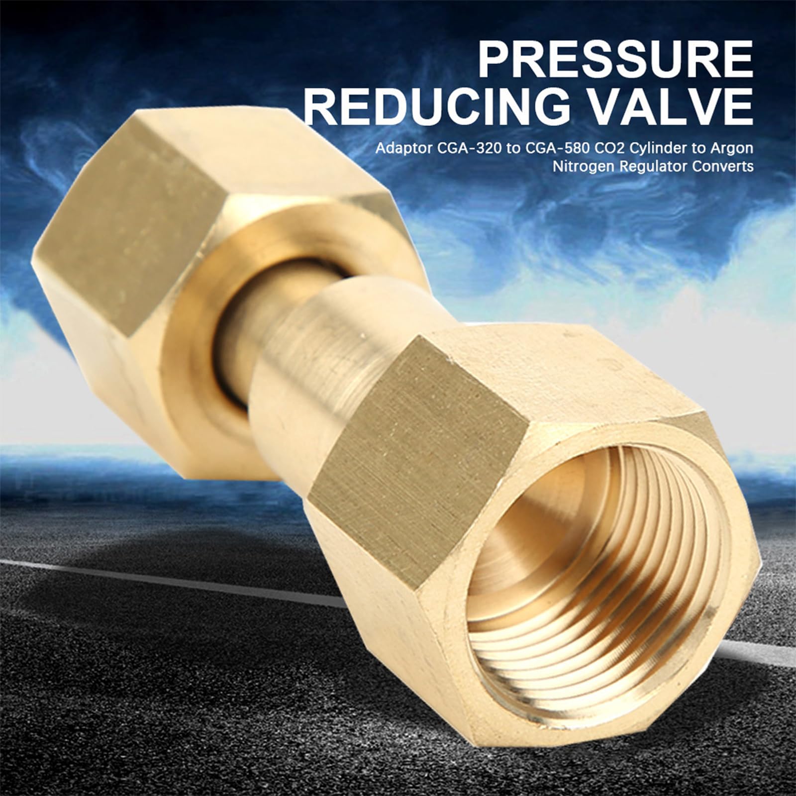 Argon Adattatore CGA-320 a CGA-580, 15MPa Adattatore Raccordo in Ottone per Riduttore di CO2 e Bombola Argon, Argon Adattatore del Regolatore