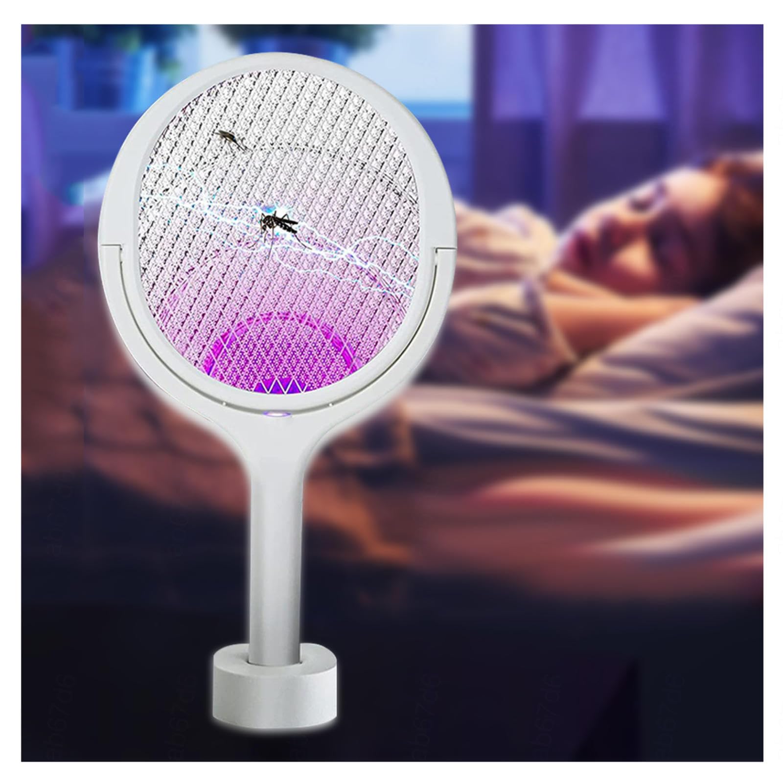 FAXIOAWA Matamoscas eléctrico Zapper con rotación de 90 °, Raqueta de Tenis, matamoscas eléctrico Grab and Go, se Puede Utilizar como lámpara antimosquitos