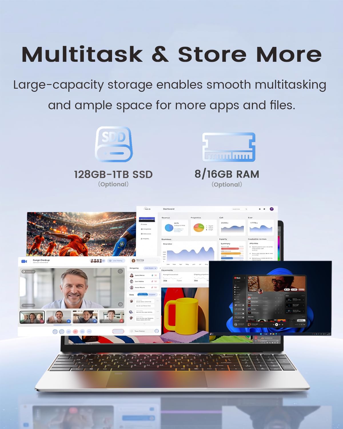 Kayoote Laptop 15,6", i3-6100U, 8GB RAM 128GB SSD, Win 11 Pro