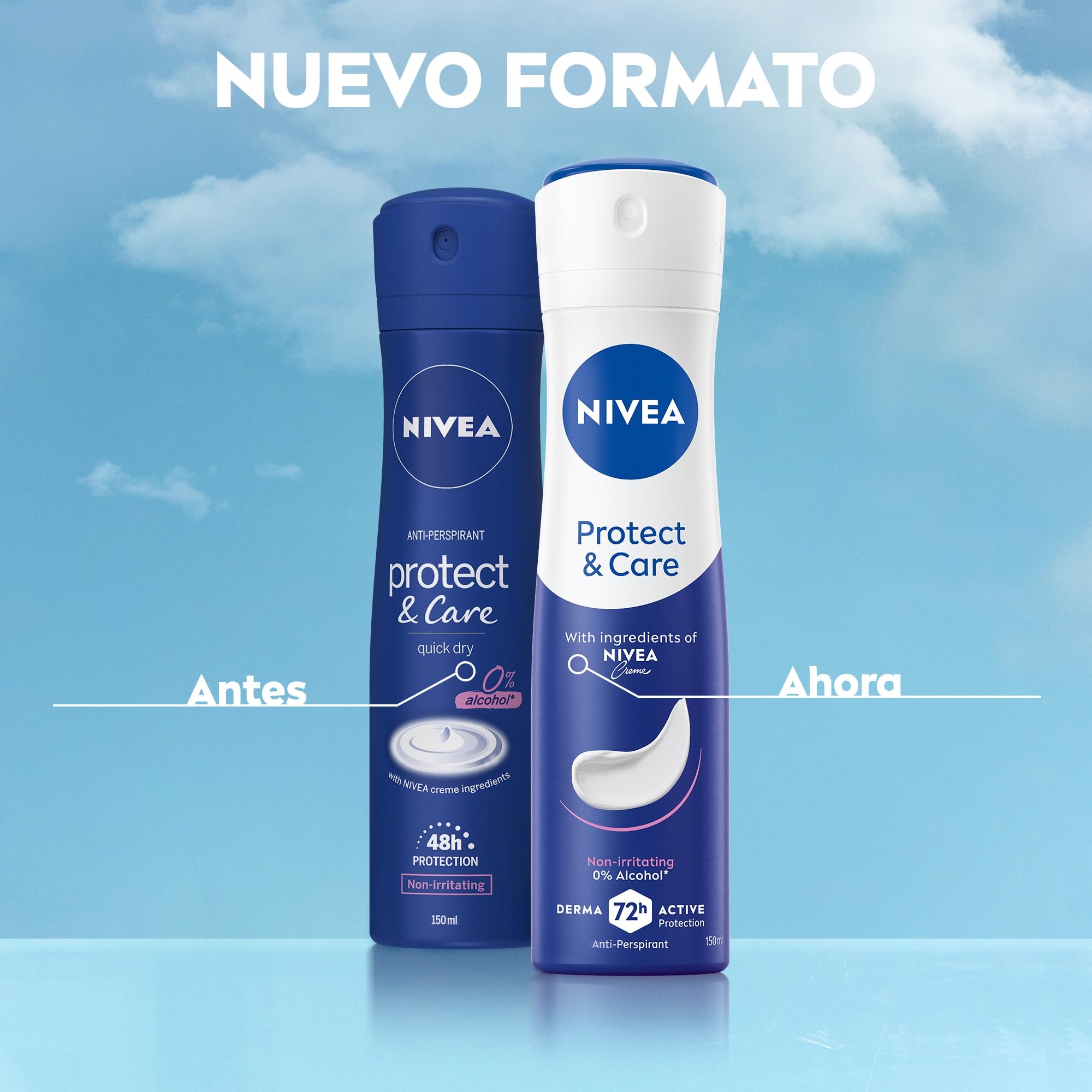 NIVEA Protect & Care Spray en pack de 6 (6 x 200 ml), desodorante antitranspirante con el aroma de NIVEA Creme, spray desodorante con 0% alcohol