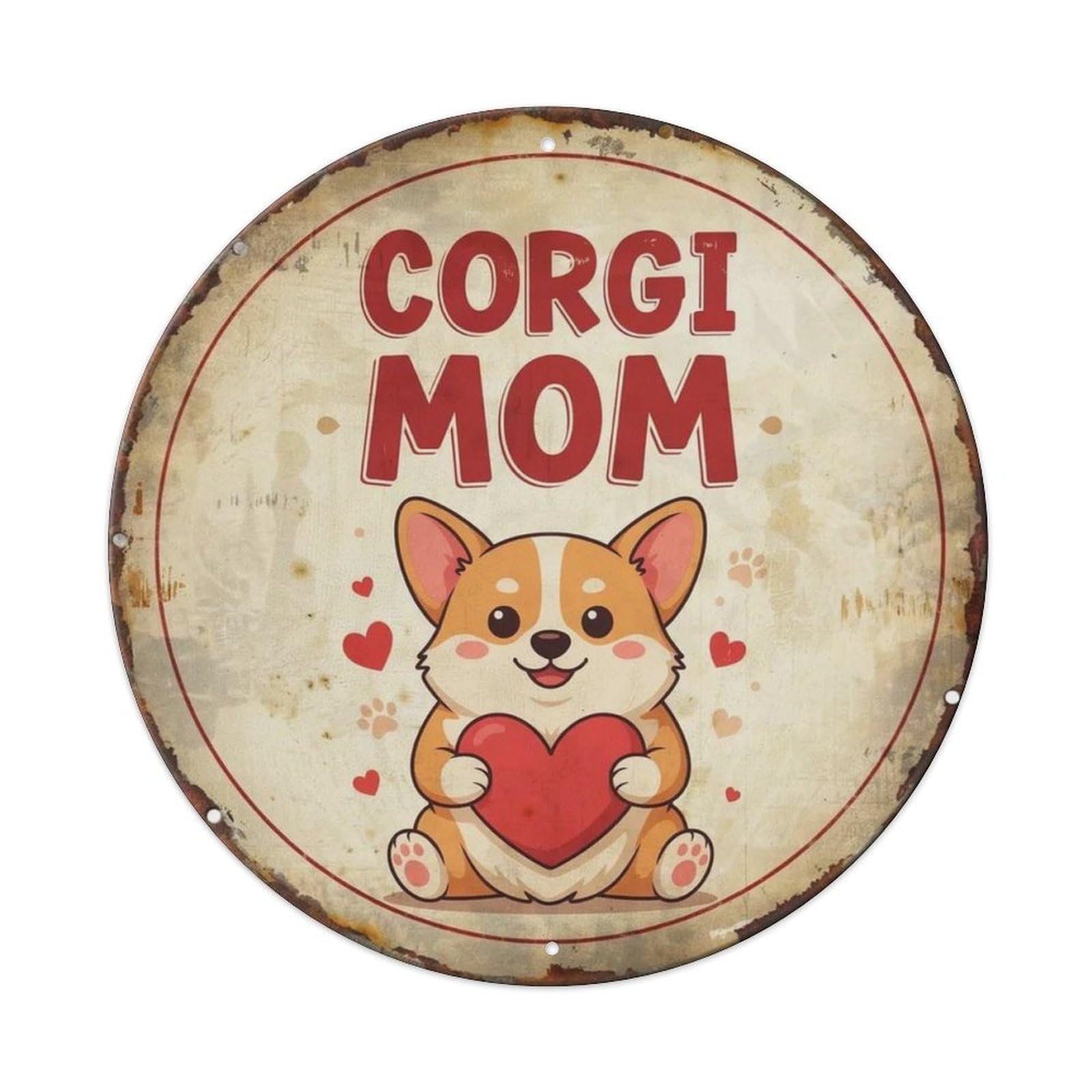 Corgi Mom Metal Tin Sign Plaque