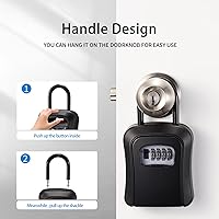 Vista 2 de OSPON Caja de bloqueo de llave para casa, caja de almacenamiento de llaves con cerradura de combinación, caja de seguridad segura para llaves