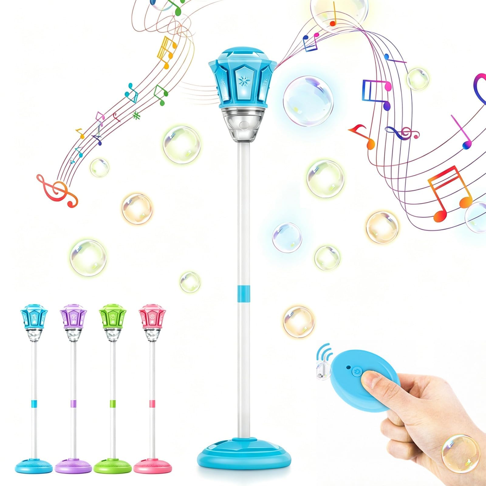 Máquina automática de burbujas con control remoto, altura ajustable con luces y música, soplador a pilas para fiestas al aire libre, bodas, eventos en el jardín