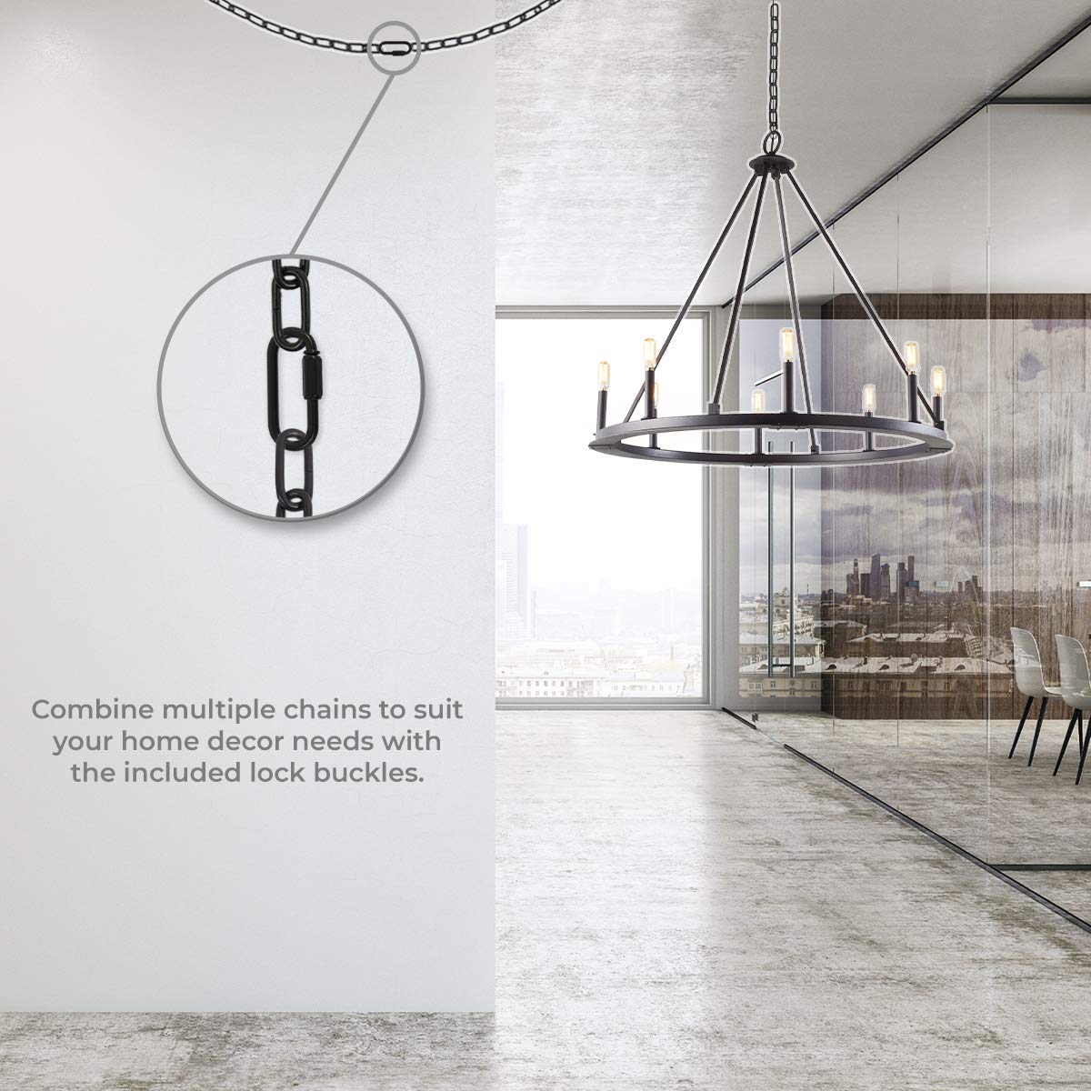 Royal Designs, Inc. LC-2002-AB-6-1 Heavy Duty Lighting Fixture Chain, Extendable up to 6ft, 60-Pound Weight Capacity, Antique Brass — Amazon image 4