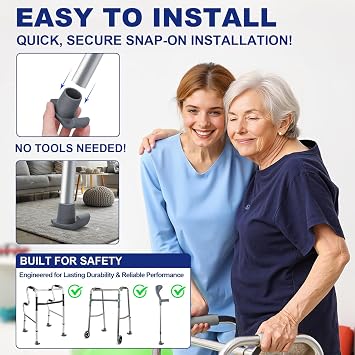 Walker Ski Glides, 8 Pack Durable Ski Glides for Folding Walkers, Universal Fit Walker Accessories, Easy-Fit Glides for Smooth Mobility, Essential Mobility Aid for Seniors