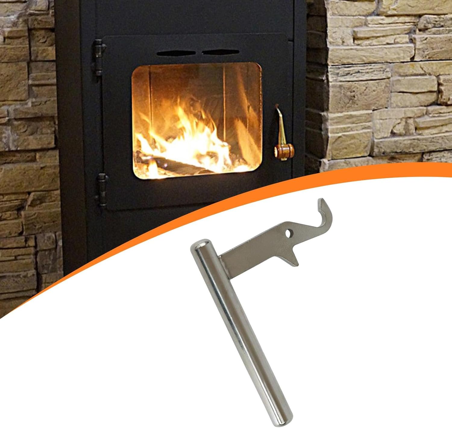 Fireplace Door Handle，Replacement Handle Sturdy Easy to Install Attachment