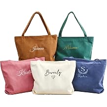 Personalised Embroidered Corduroy Tote Bag for Women, Custom Casual Commuter Traveling Monogram Bag with Zipper, Large Capacity Bridesmaid Handbag Gifts for Nurse Week Birthday Travel Wedding