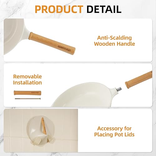 Miniatura 8 de Sartén antiadherente con tapa, sartén de 10 pulgadas de profundidad, utensilios de cocina de cerámica sin toxinas, sartén de cocina saludable no