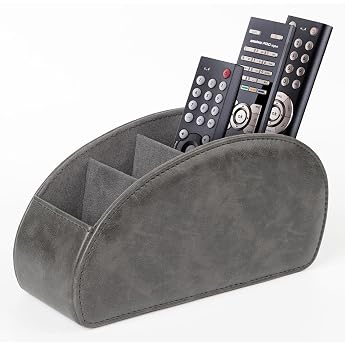 Remote Control Holder with 5 Pockets Large Holder for TV DVD 4K Stick and Bluray Remote Controls Remote Control Storage for Pens M-Grey