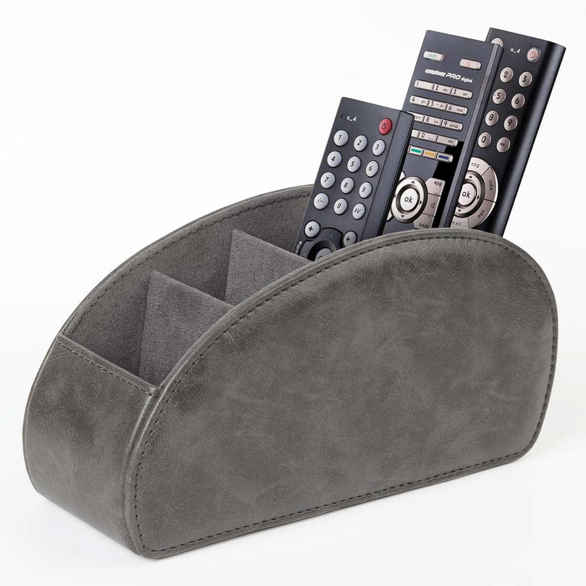 Porte-télécommande à 5 poches gris M pour table de chevet