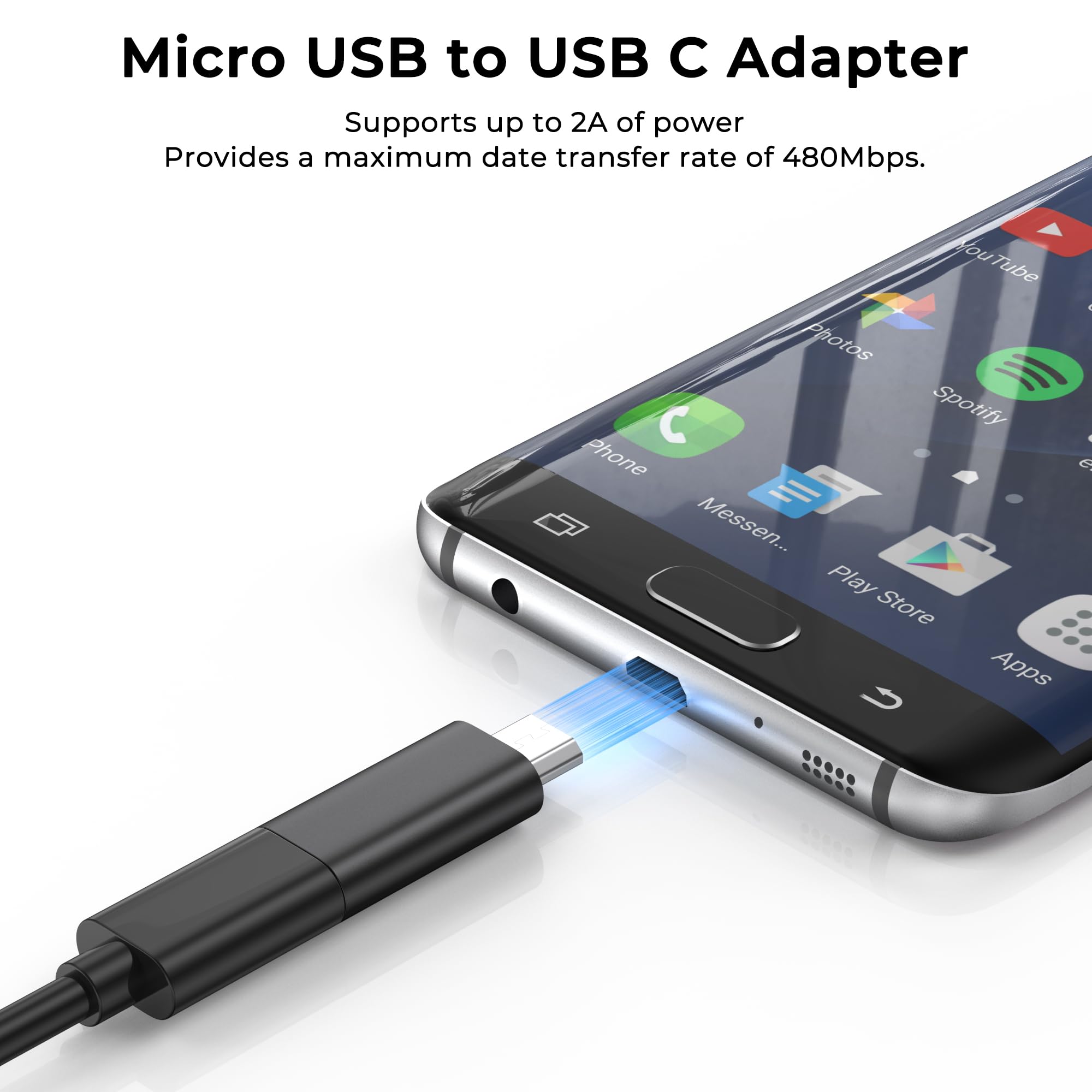 Adapter USB C Auf Micro USB, Typ C (Female) zu Micro-USB (Male) für Samsung, Huawei, Xiaomi, Power Bank