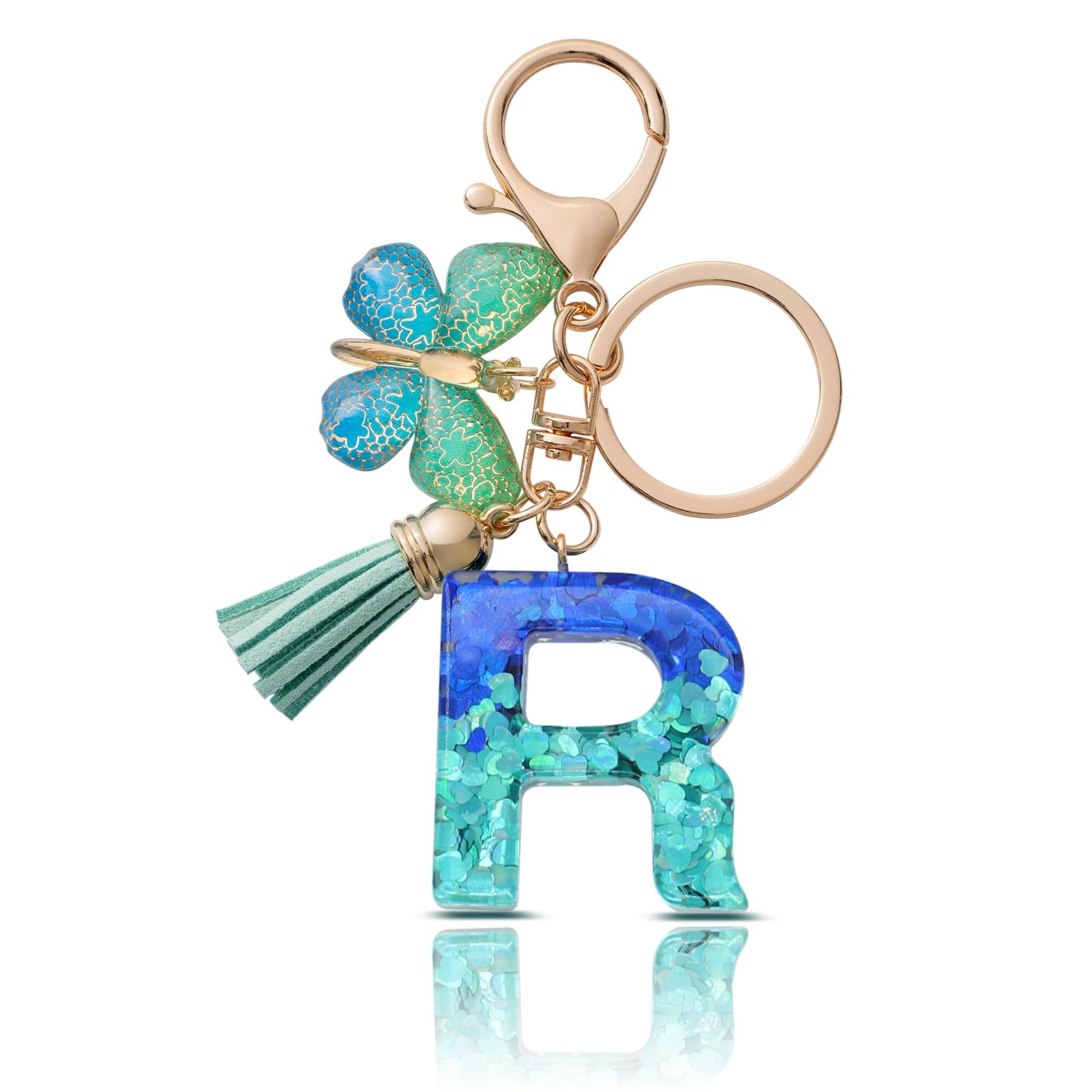 CHUQING Schlüsselanhänger Buchstabe Mädchen Schlüsselanhänger mit Anfangsbuchstaben Schmetterling Keychain Letter Geschenke für Frauen Damen