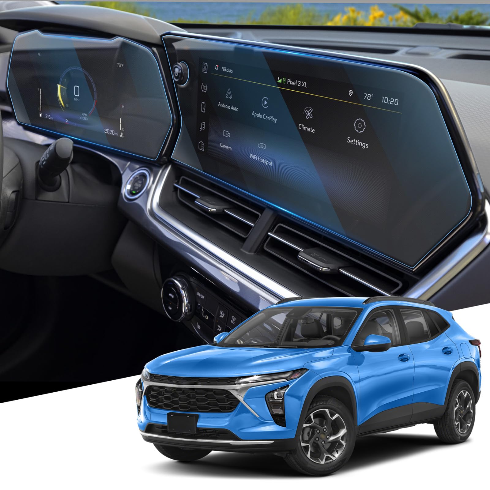 WEIPIN Screen Protectors for Chevy Chevrolet 2024 Trax& Trailblazer 9H Hardness Tempered Glass - Includes 11" Center Touchscreen + 8" Driver Information Accessories - HD Clear