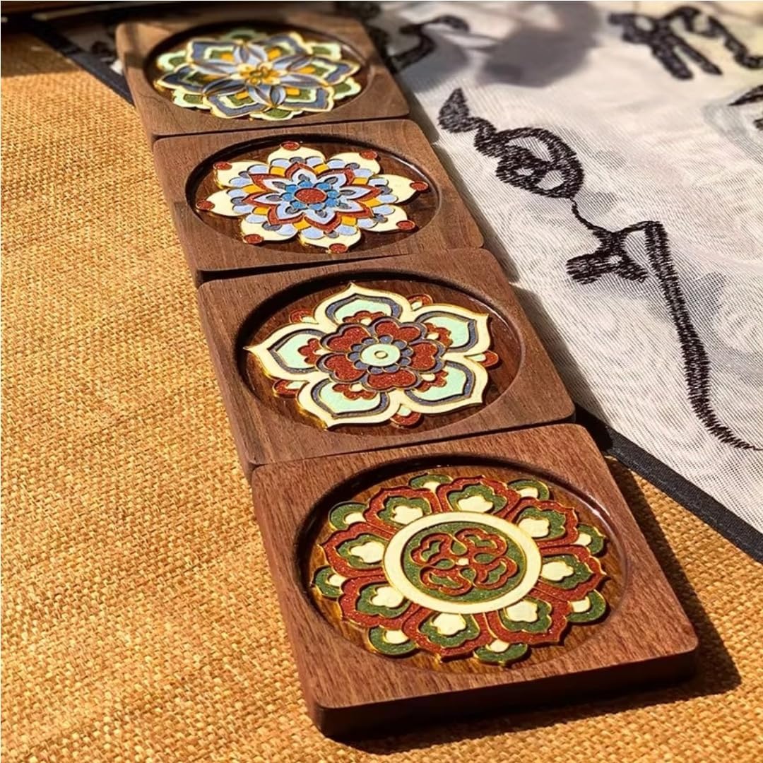 HandmadeFineart Finest Selection Auspicious Oriental Green Pattern DIY Coasters Craft Kit image 5