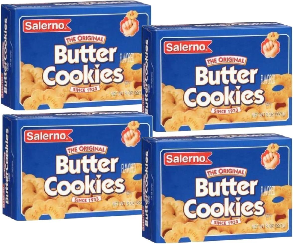 Salerno Cookies, The Original Butter Cookies, 8 Ounce (Pack of 4)