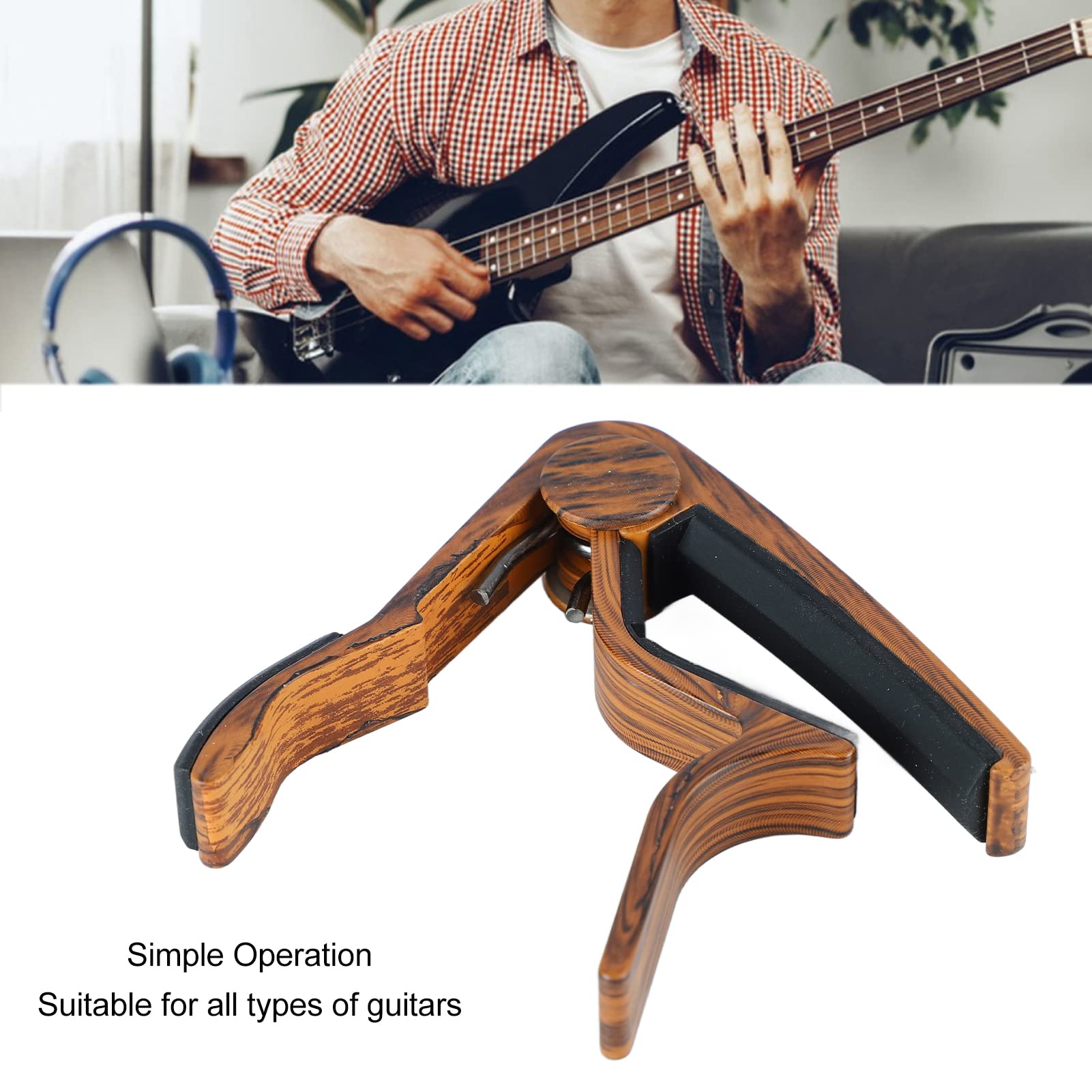 Capodastre Guitare VBESTLIFE | Pour Guitare Acoustique/Électrique, Ukulélé, Banjo | Alliage Aluminium | Noir