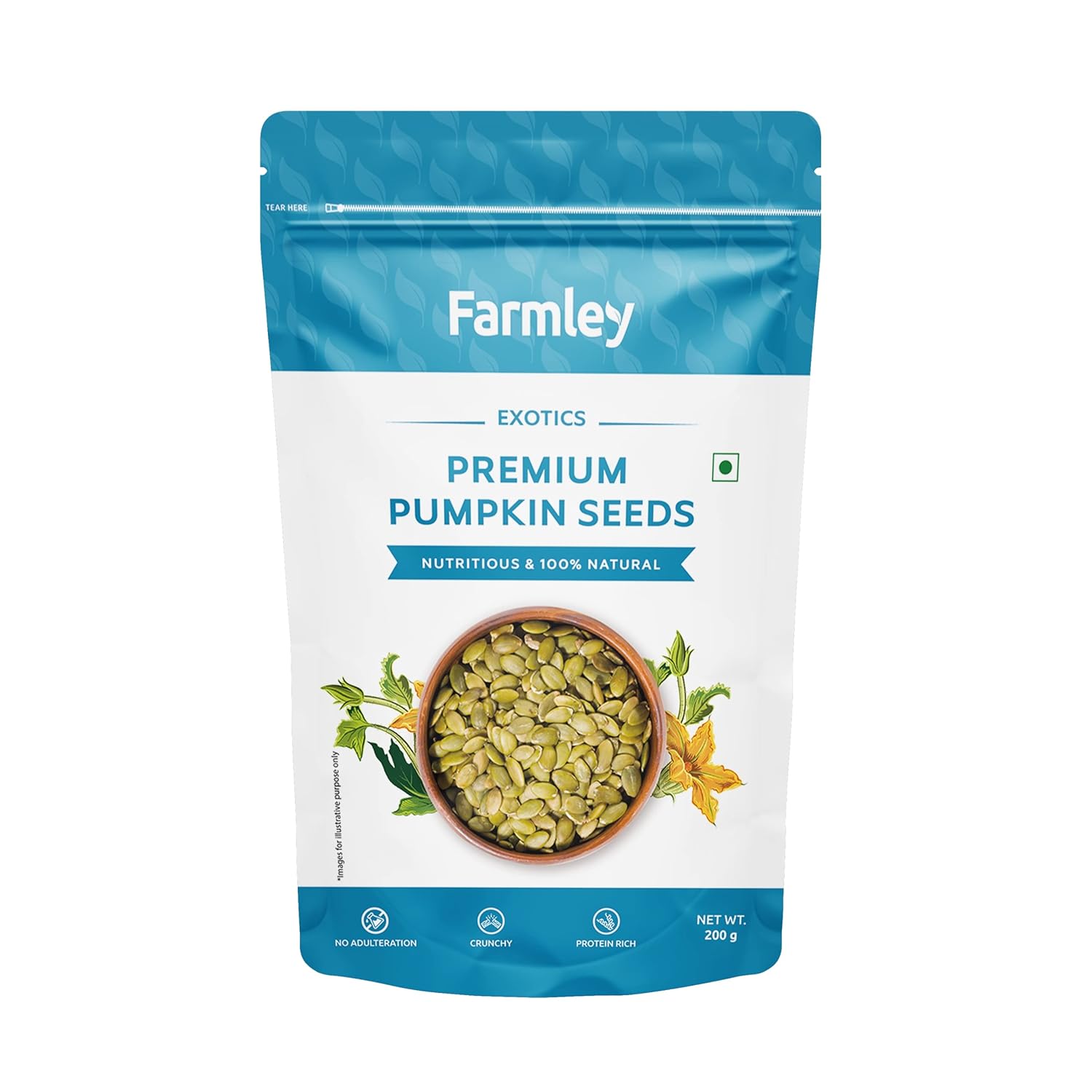 Farmley Exotics Premium Pumpkin Seeds for Eating 200g Healthy Snacks