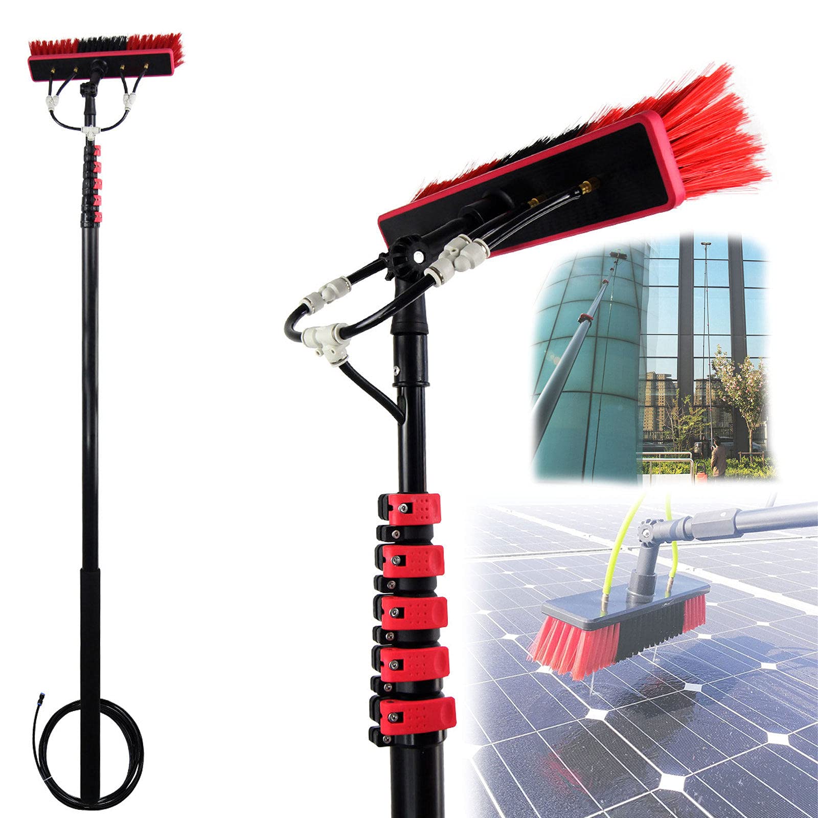 Pulizia Pannelli fotovoltaici Kit Pulizia Pannelli fotovoltaici Spazzola Pannelli fotovoltaici,lavavetri telescopico pulisci vetri,Asta per la Pulizia delle finestre Kit per la Pulizia delle