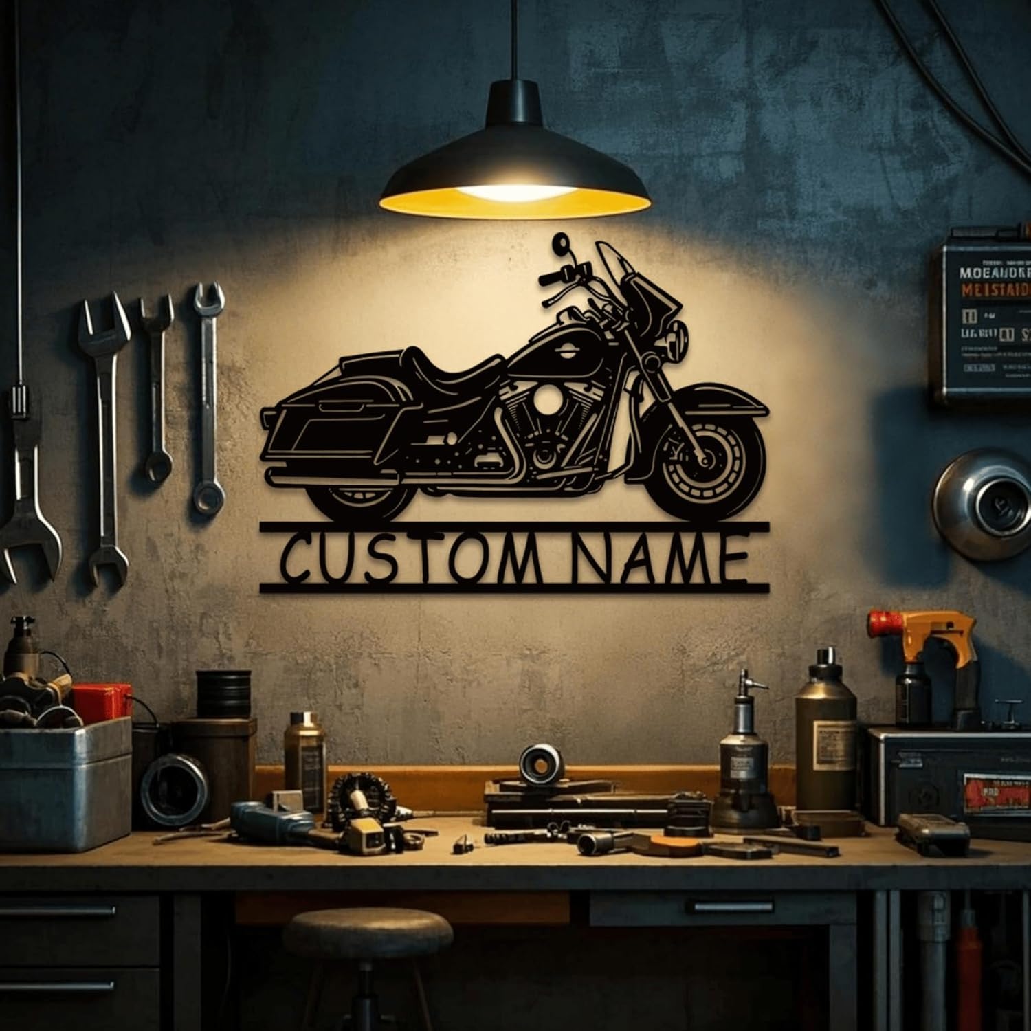 Riaeelvs Custom Motorcycle Metal Sign,Personalized Monogram Wall Decor,Personalized Motorcycle Garage Name Wall Decor,Dirt Bike Wall Sculpture,Bar Signs For Home Bar,Housewarming Gifts
