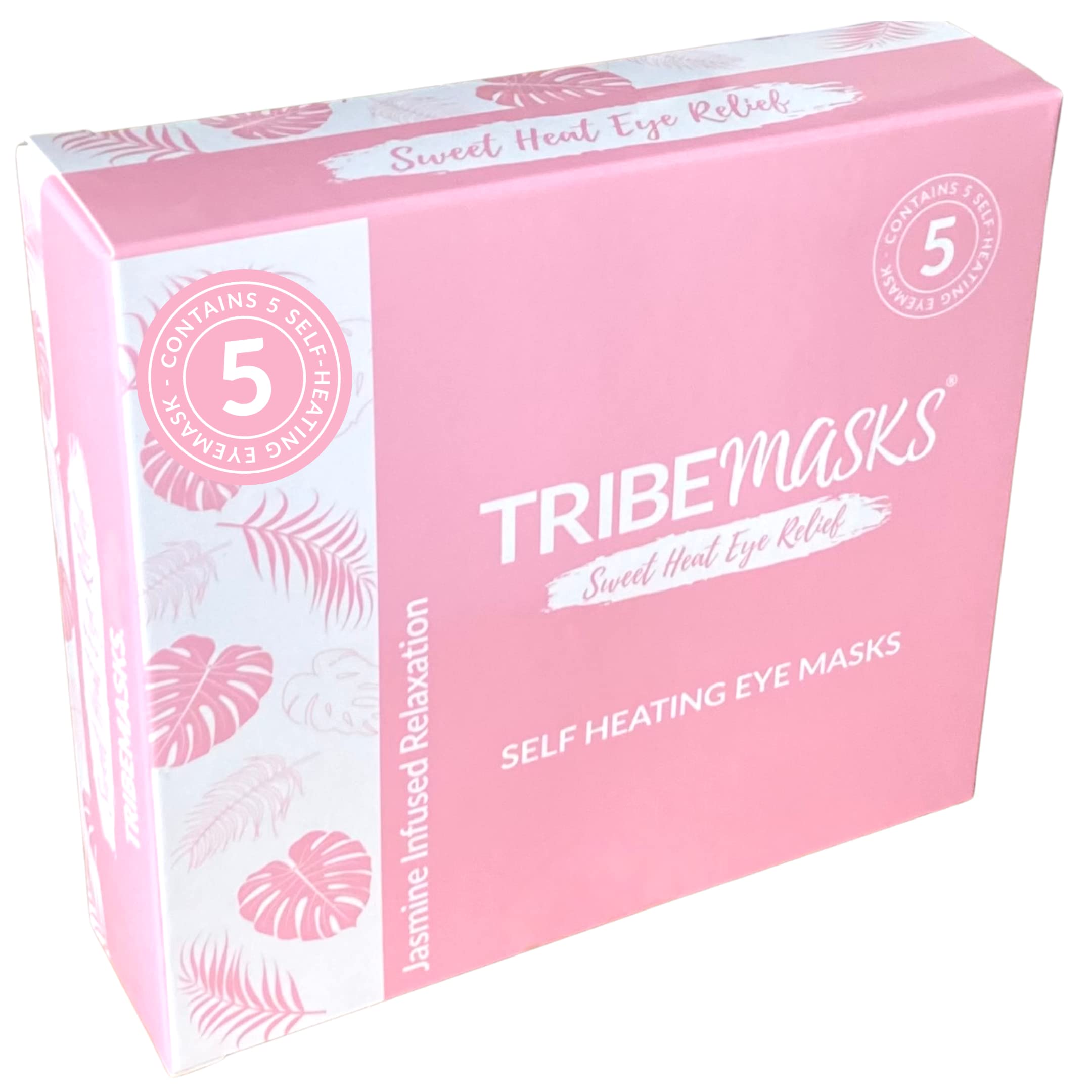 Self-Heating Eye Masks, Box of 5, Jasmine Infused, Helps Sleep, Anxiety, Headaches, Eye Strain