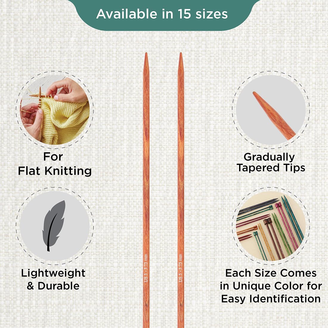 KnitPro Dreamz Single Pointed Needles 12" (30cm), Orange Lily, 3.75mm - Image 3