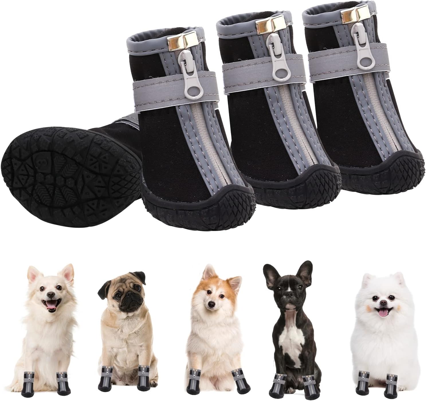 Dog Boots and paw Protectors, Winter Dog Shoes for Hiking, Dog Warm Boots, Outdoor Indoor Dog Shoes Suitable for Small Dogs, Black, #1…