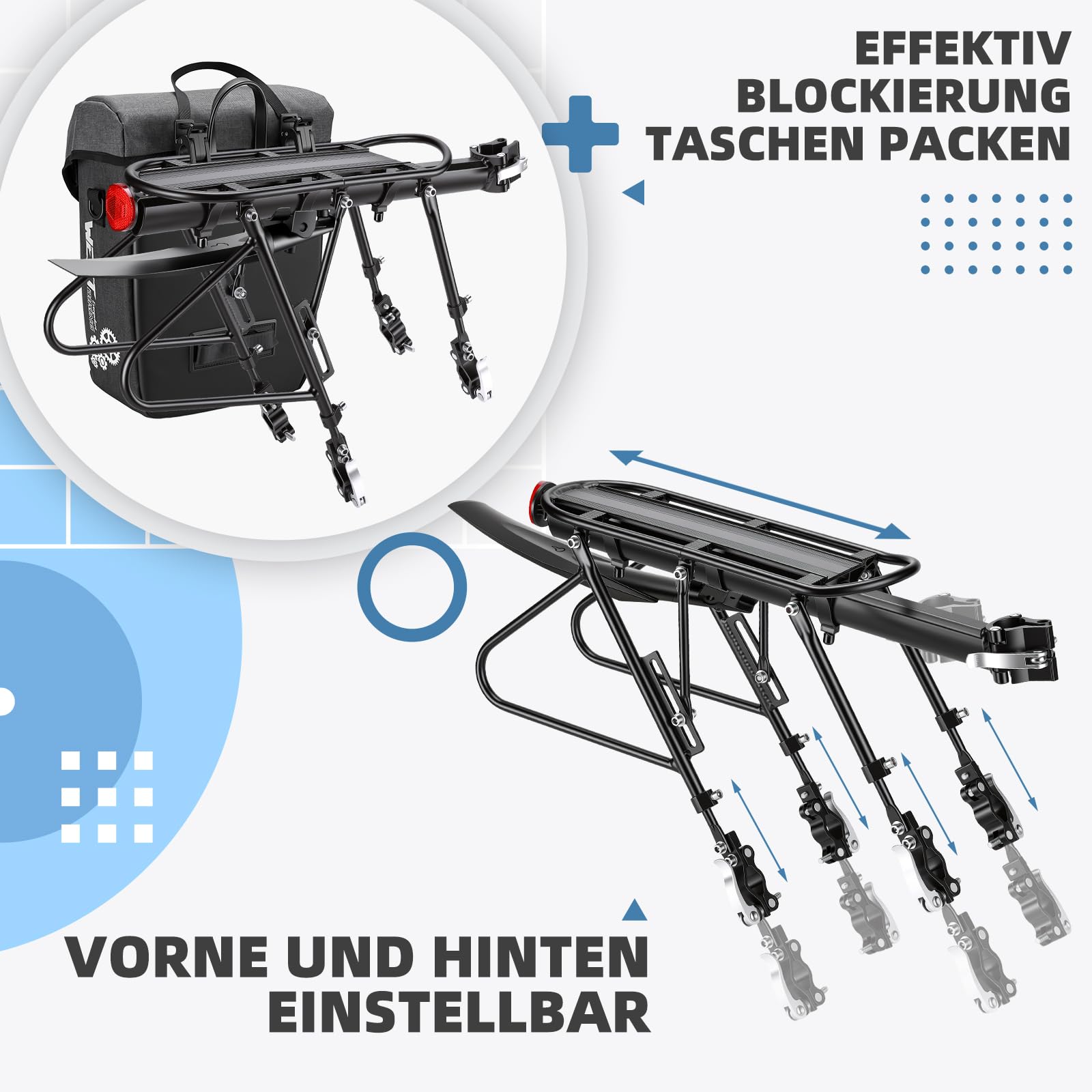 West Biking Gepäckträger Mountainbike - Robust MTB Aluminium Fahrradgepäckträger, Einfache Montage, Fahrrad Hinten Maximalbelastung 50kg