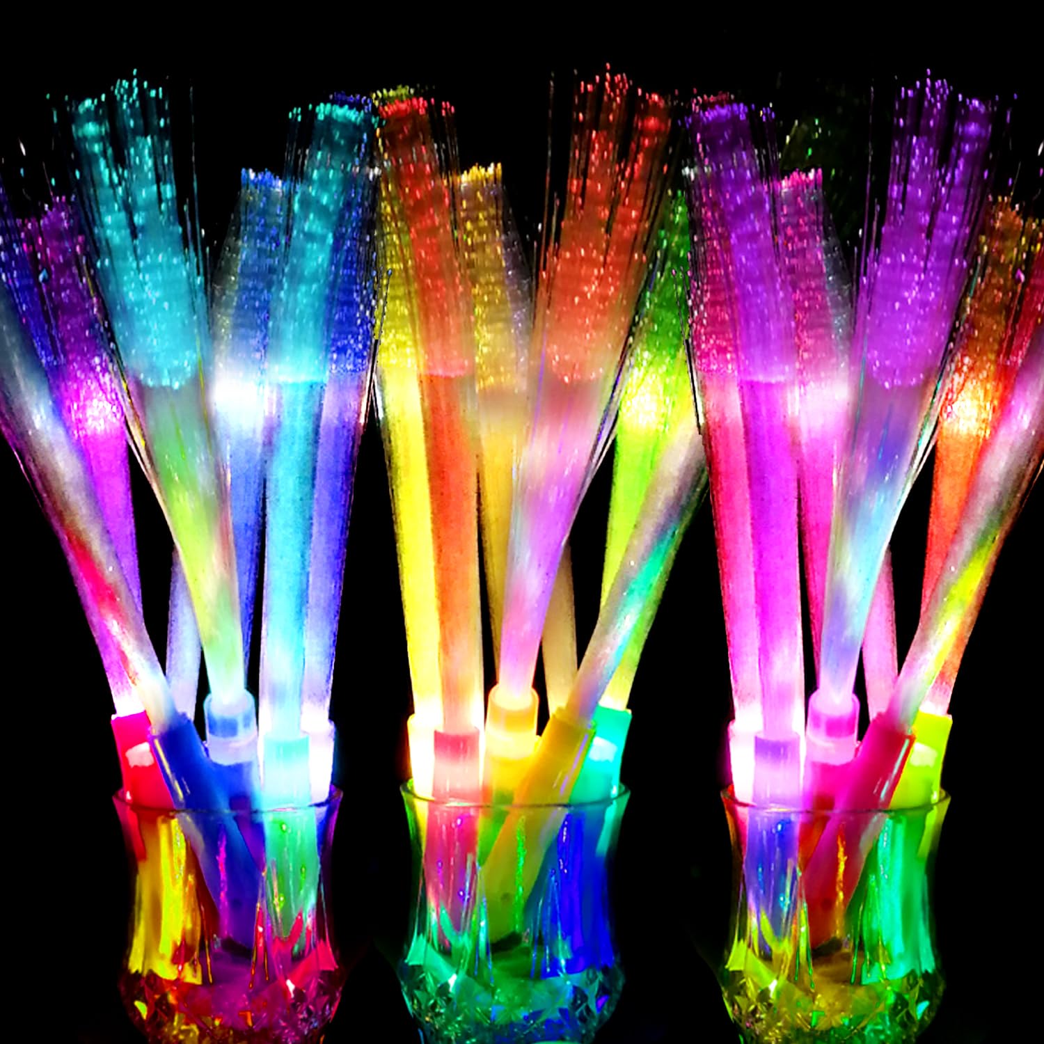 OceanWings Glow Fiber Optic Wands,Halloween Glow Sticks Bulk Party Pack,Glow in the dark Party Supplies Favor Flashing Light Up Sticks for Birthday Holiday Party Wedding Halloween Christmas(36)