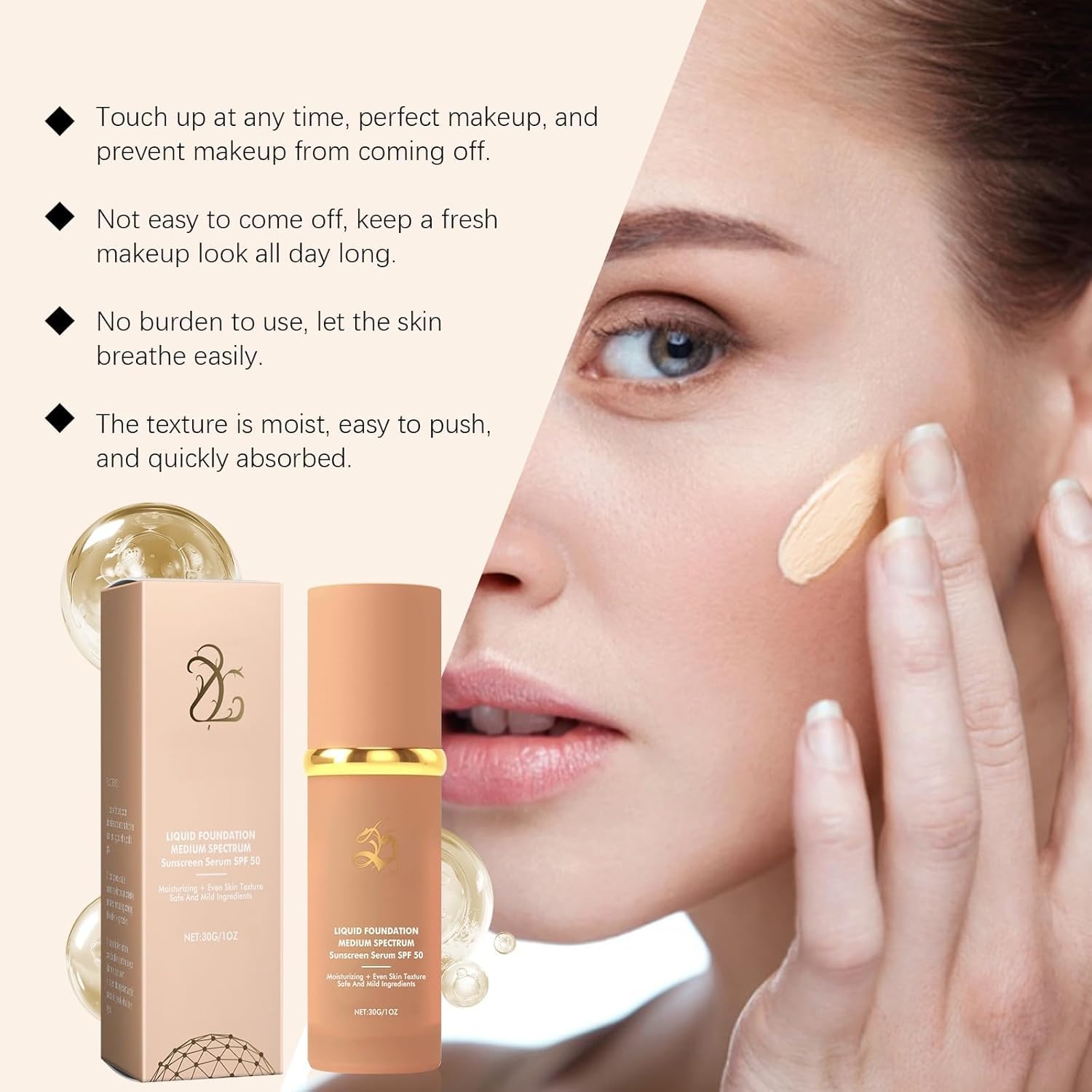 Infinite Love Maquillaje,Base De Maquillaje Que Cambia De Color SPF 50,Base Maquillaje Coreana,Base Maquillaje Antiedad,Duradera Para Corrector Antiedad Hidratante (2PCS) — view 2