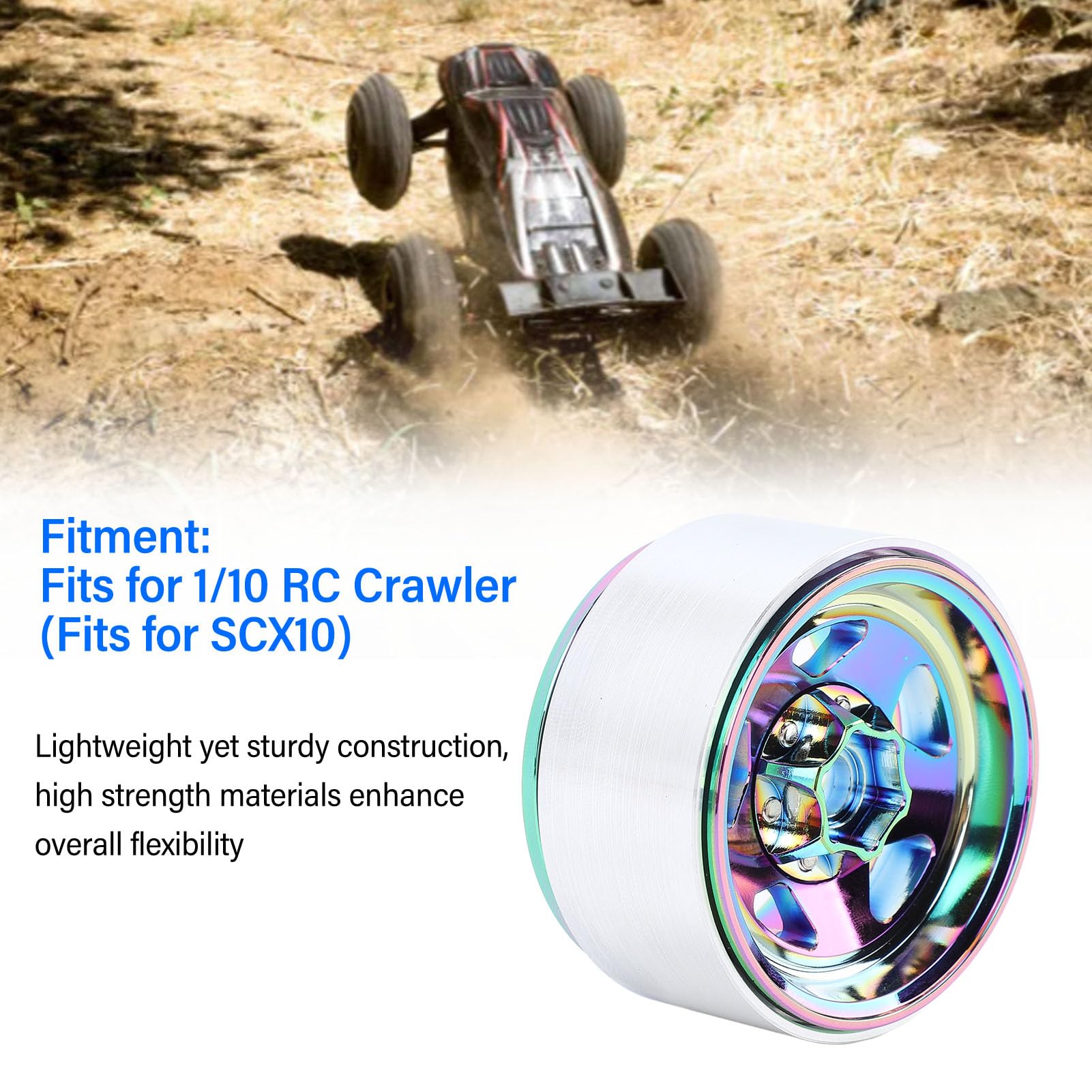 4 pezzi 1.9 pollici Beadlock Cerchione in lega di alluminio colorato leggero cerchi mozzi per 1/10 RC Crawler