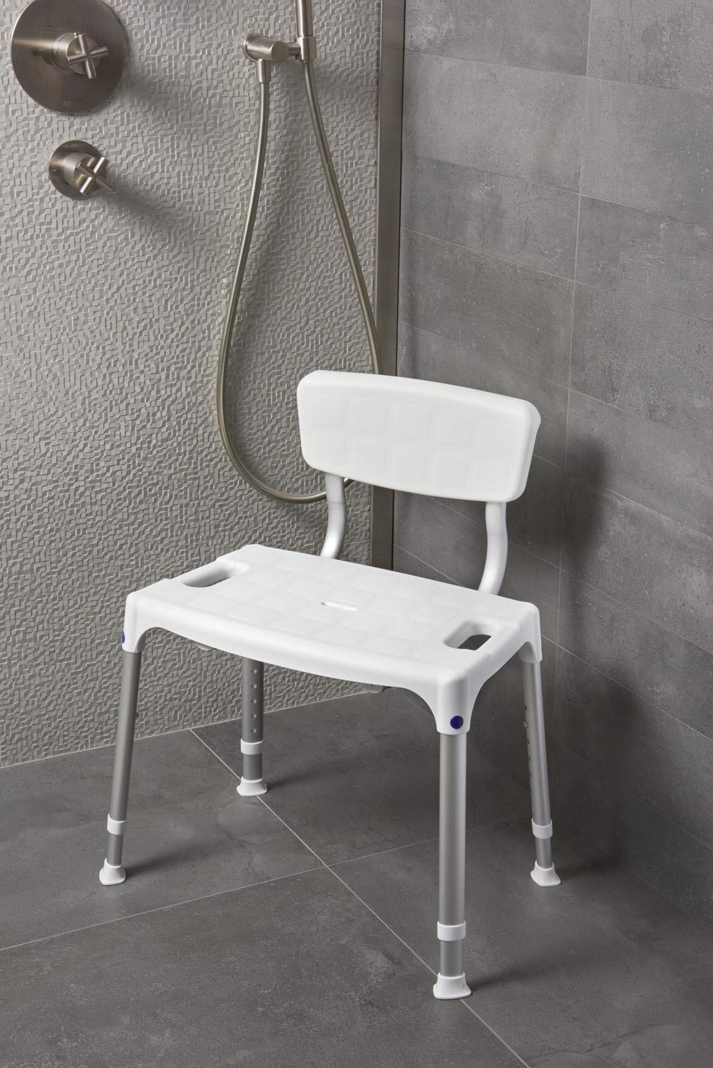 ad162641 asiento de ducha sintético/aluminio con respaldo 39 cm-54 cm)