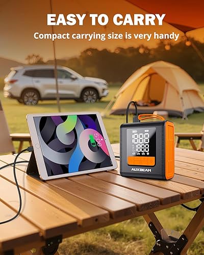 Miniatura 7 de AUXBEAM Inflador de neumáticos H4, compresor de aire portátil, bomba de neumáticos de coche de 150 PSI, 12 V, 4 modos de inflado, bomba de aire