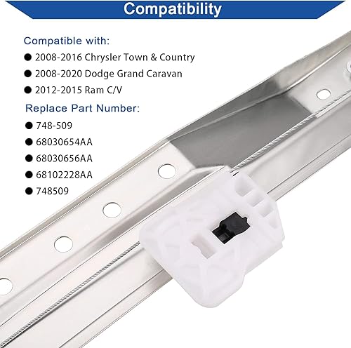Vista 9 de Obaee 748-508 Elevalunas eléctrico delantero izquierdo del lado del conductor y conjunto de motor compatible con Dodge Grand Caravan