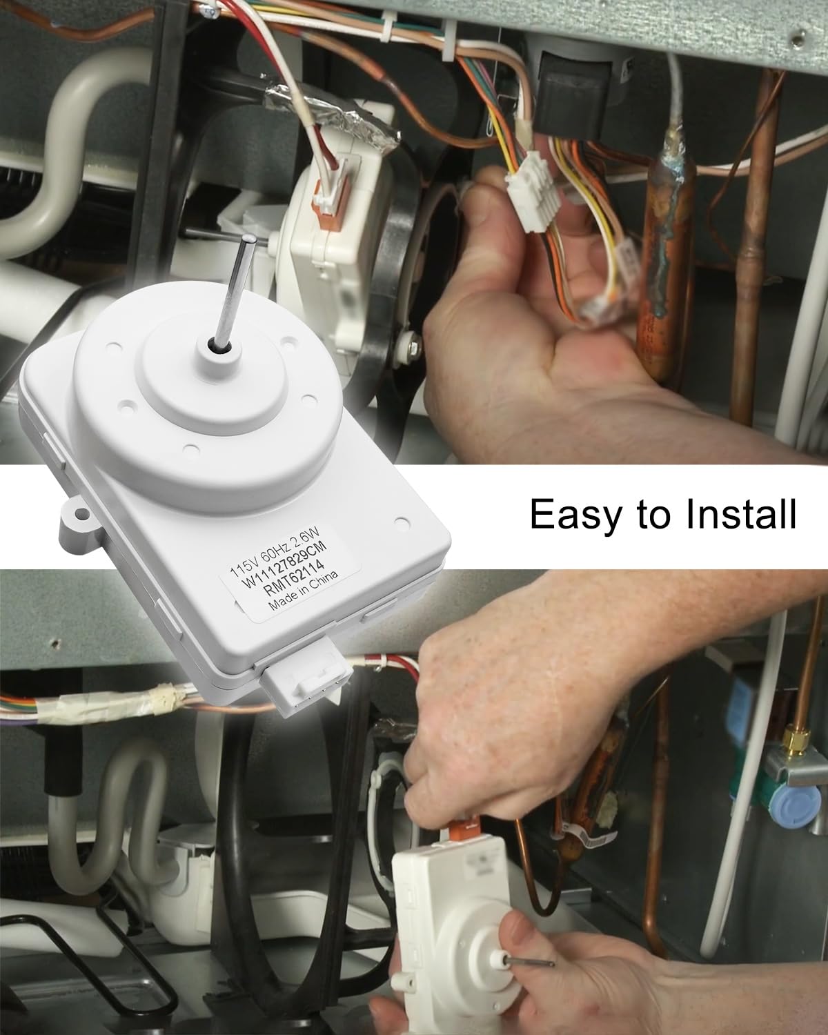 Refrigerator Condenser Fan Motor Fit for Whirlpool KitchenAid Maytag Amana Kenmore Freezer, Evapoartor Fan Motor Replace W11127829 W10527155 W11505535 W10909387 W10917708 FDQG107W1 FDQR107WA