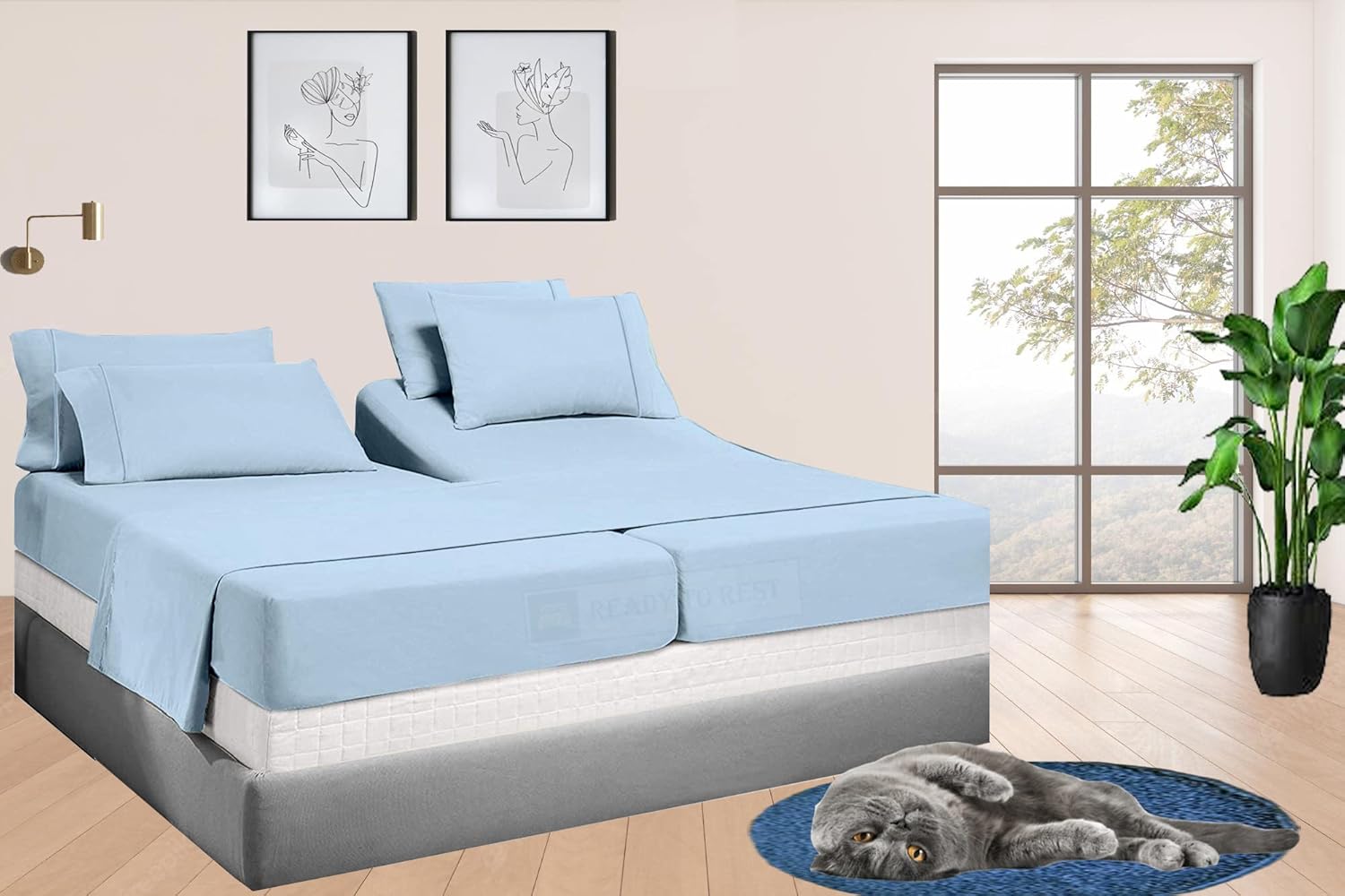 Split California King Sheets 5 Piece Adjustable Split Sheets 100