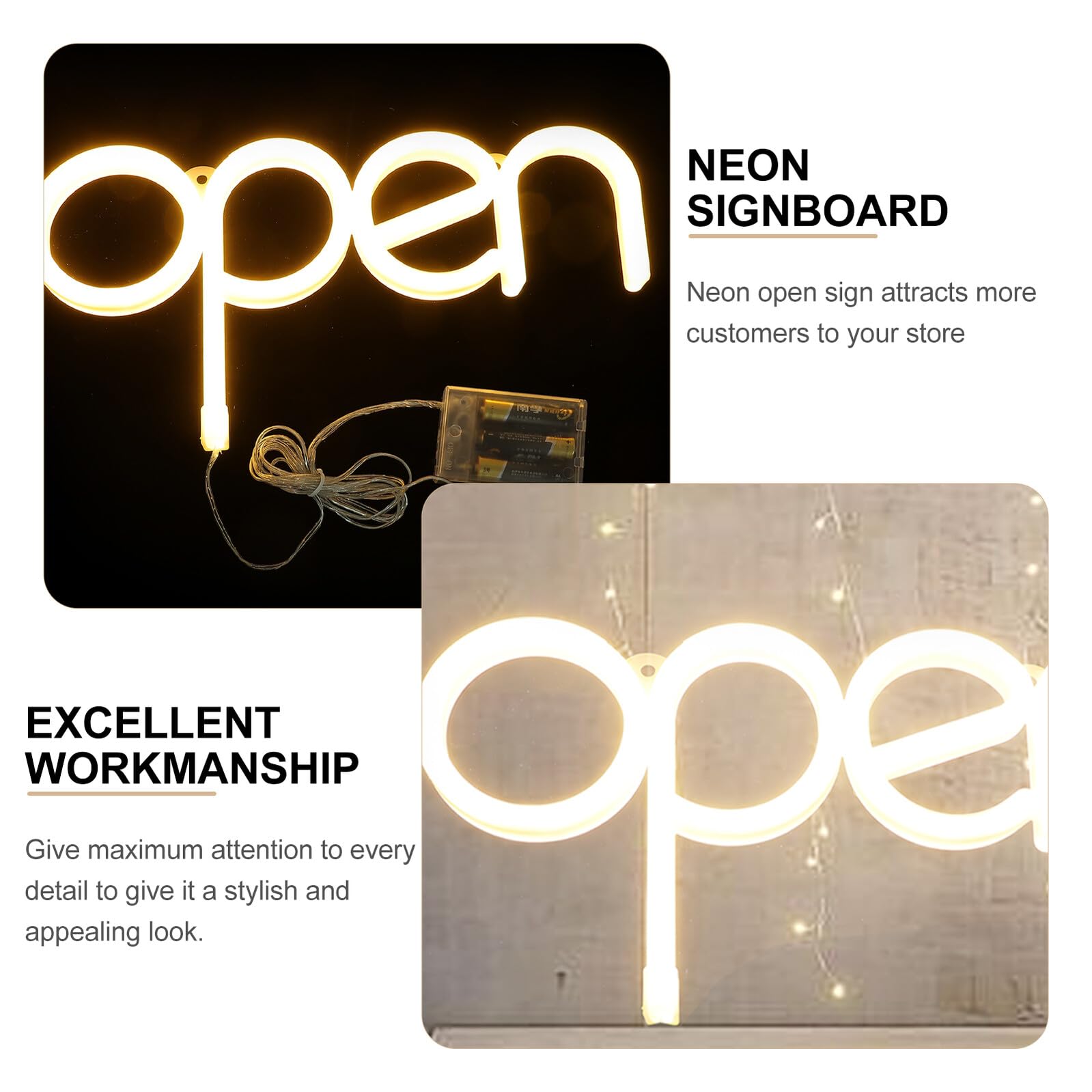 Toyvian Letrero Led De Neón Abierto Cálido Para Pared, Luz De Neón Led Decorativa, Iluminación Ambiental Para Negocios, Bares y Fiestas,