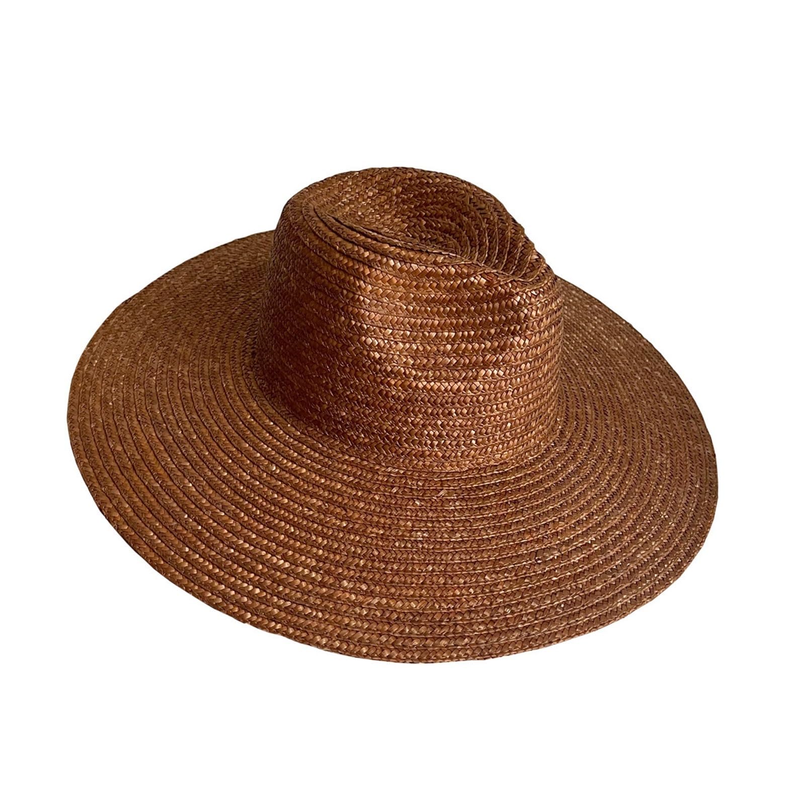 Generico Cappello di Paglia a Tesa Larga Intrecciato a Mano - Cappello Estivo con Protezione UV, Cappello da Spiaggia Pieghevole da Viaggio