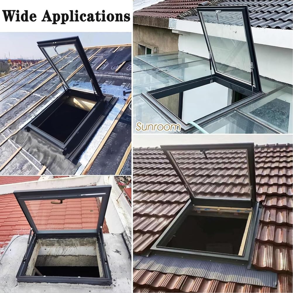 Finestra per tetto ventilata manuale, 550 x 550 mm, in lega di alluminio, doppi vetri per la massima luce naturale ed efficienza energetica, ideale per case e locali commerciali